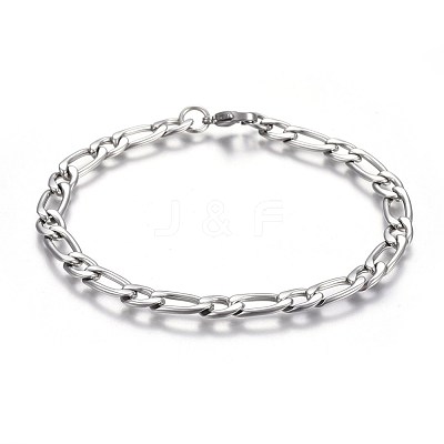 Tarnish Resistant 304 Stainless Steel Figaro Chain Bracelets BJEW-L637-04B-P-1