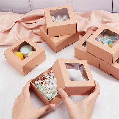 Folding Kraft Paper Cardboard Jewelry Gift Boxes LS-CON-WH0092-25B-1