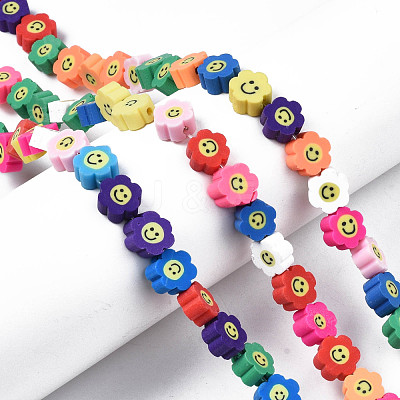 Handmade Polymer Clay Bead Strands CLAY-N006-73-1