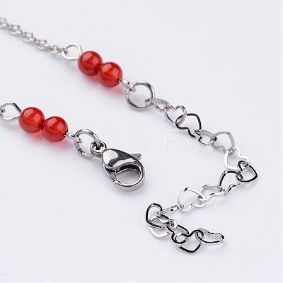 304 Stainless Steel Chain Anklets AJEW-AN00170-1