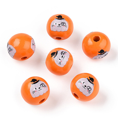 Halloween Theme Wood European Beads WOOD-N016-04K-1