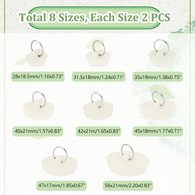 16Pcs 8 Style Rubber Drain Stoppers AJEW-GA0006-83-1
