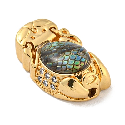 Brass Micro Pave Cubic Zirconia with Resin Beads KK-G493-05G-1