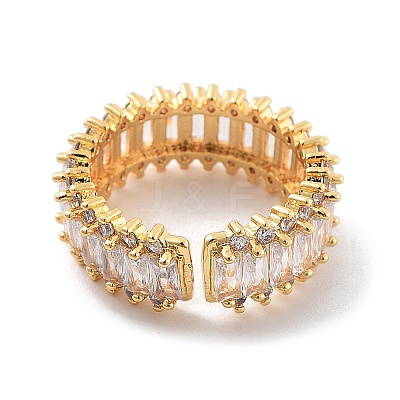 Brass with Cubic Zirconia Open Cuff Rings LS-RJEW-B053-06-1