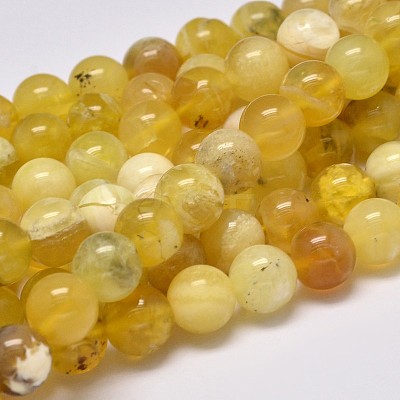Natural Yellow Opal Round Bead Strands G-M296-02-10mm-1