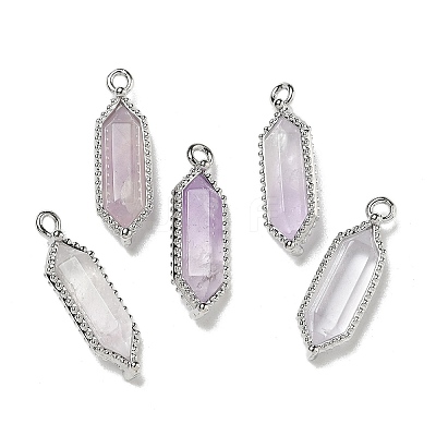 Natural Amethyst Faceted Double Terminal Pointed Pendants G-G181-05P-02-1