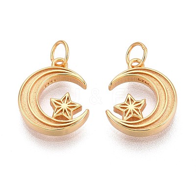 925 Sterling Silver Moon with Star Charms STER-N016-93G-1