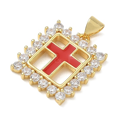 Religion Cross Brass Micro Pave Clear Cubic Zirconia Pendants CU-CBA83A6-03G-G-1