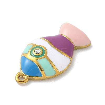 304 Stainless Steel Enamel Pendants STAS-K306-21G-02-1