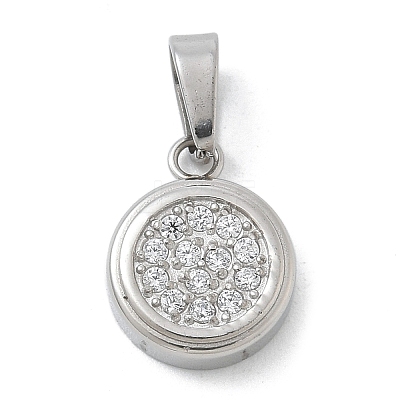 Ion Plating(IP) 304 Stainless Steel Micro Pave Cubic Zirconia Pendants STAS-Z107-02P-01-1