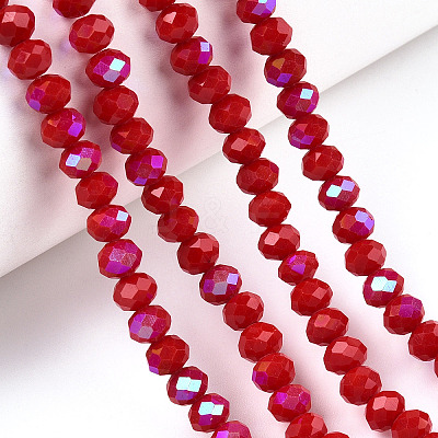 Electroplate Opaque Solid Color Glass Beads Strands EGLA-A034-P10mm-L21-1
