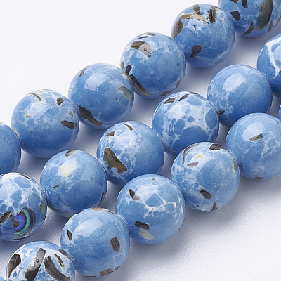 Assembled Synthetic Turquoise and Shell Beads Strands G-S212-12mm-06-1