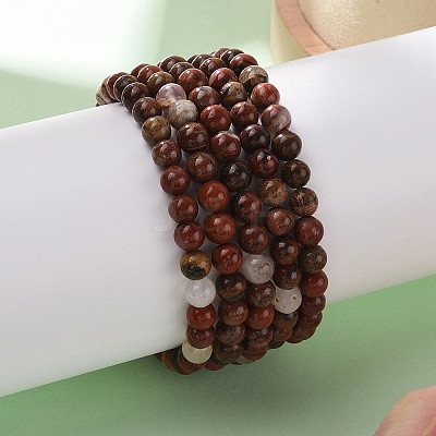 Natural Red Jasper Bead Stretch Bracelets X-BJEW-K212-A-012-1