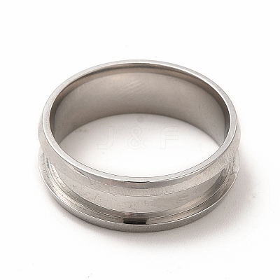 Non-Tarnish 201 Stainless Steel Grooved Finger Ring Settings STAS-P323-09P-1
