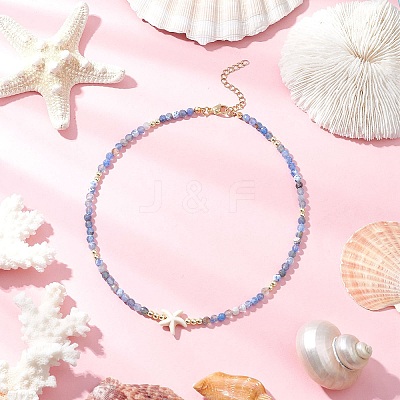 5Pcs 5 Colors Summer Beach Natural Amethyst & Green Aventurine & Dyed Agate Round Beaded Necklaces NJEW-JN05262-1