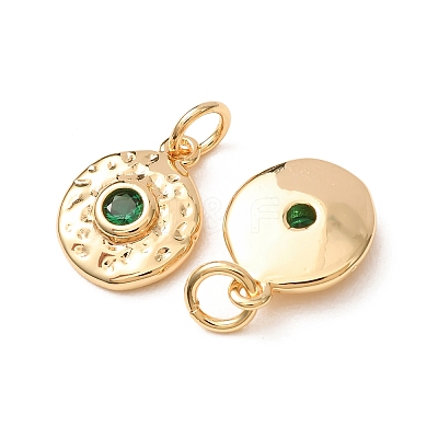 Brass Micro Pave Cubic Zirconia Charms CU-K002-41G-C-1
