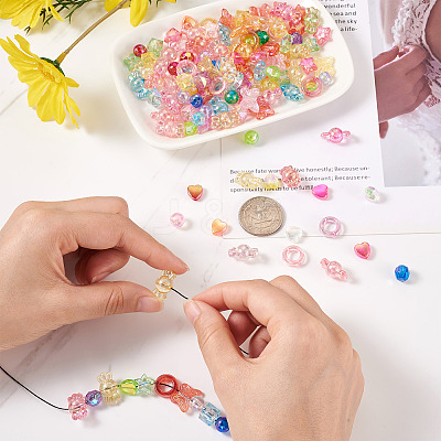 800Pcs 8 Style Transparent Acrylic Beads TACR-FW0001-05-1