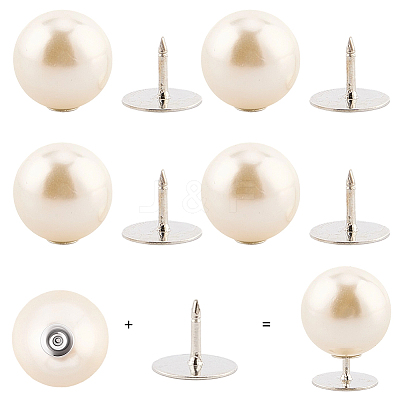20Pcs ABS Plastic Pearl No Sewing Buttons BUTT-CY0001-22C-1