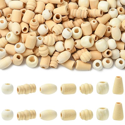 700 Pcs 7 Styles Unfinished Wood Beads WOOD-CJ0002-65-1