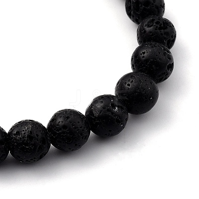 Men's Natural Lava Rock Stretch Beaded Bracelets BJEW-JB05429-02-1