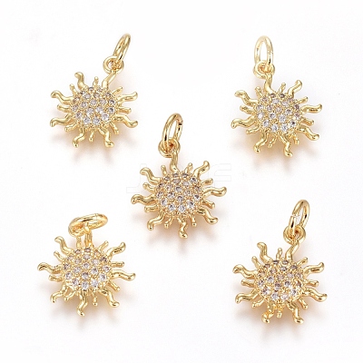 Brass Micro Pave Cubic Zirconia Pendants ZIRC-G166-20G-1
