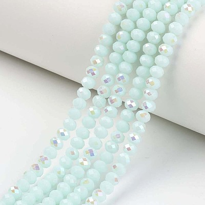 Electroplate Opaque Solid Color Glass Beads Strands EGLA-A034-P8mm-L09-1