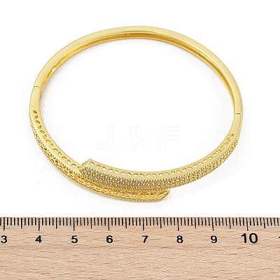 Brass Micro Pave Clear Cubic Zirconia Hinged Bangles for Women BJEW-S168-04G-1