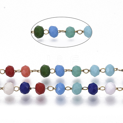 Handmade Faceted Glass Beaded Chains CHS-T003-06G-1