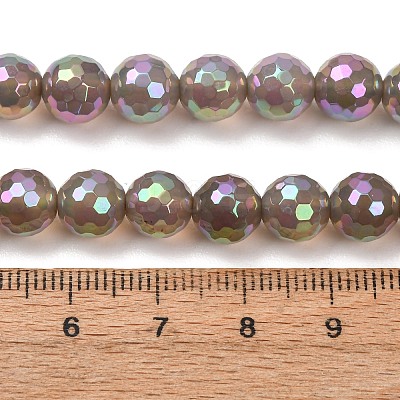 Electroplated Natural Agate Beads Strands G-B191-A07-8mm-03-1