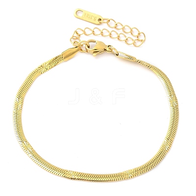 304 Stainless Steel Herringbone Chain Bracelets for Women BJEW-U019-04G-06-1