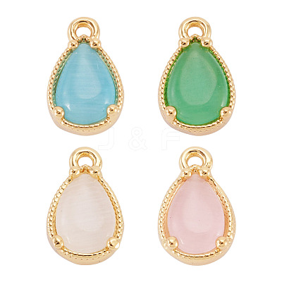 4Pcs 4 Colors Brass Crushed Ice Cut Cubic Zirconia Pendants KK-TADJ0001-11-1