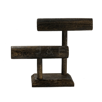 2-Tier Wood T Bar Bracelet Display Stands BDIS-F005-02B-1