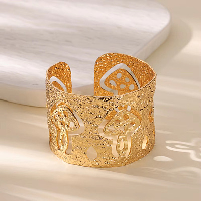 304 Stainless Steel Cuff Bangles BJEW-B135-01C-G-1