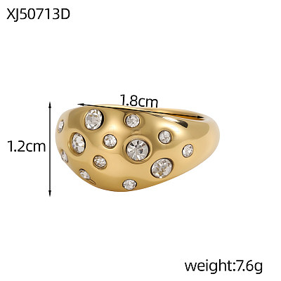 304 Stainless Steel Micro Pave Cubic Zirconia Finger Rings STAS-OY011-86G-1