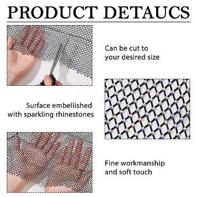 1 Yard Polyester with Resin Rhinestone Mesh Fabric AJEW-FH0009-34A-1