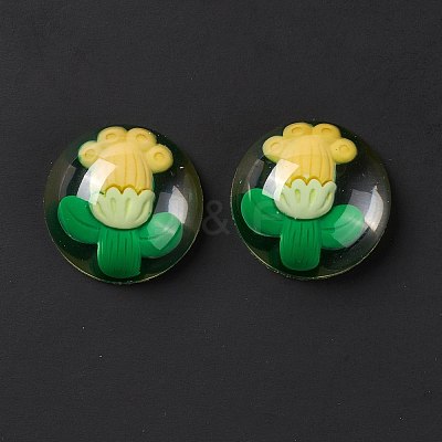 Transparent Flower Resin Cabochons RESI-G034-B01-1