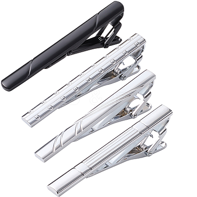 4Pcs 4 Styles Brass Tie Clips for Men FIND-GF0008-04-1