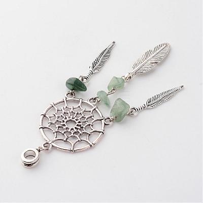 Natural Gemstone European Dangle Charms PALLOY-JF00214-1