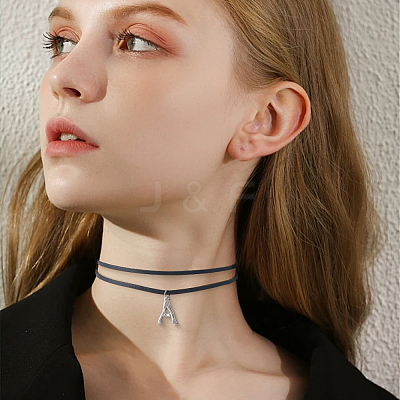 4Pcs Imitation Leather Double Layer Choker Necklaces NJEW-SC0001-68-1