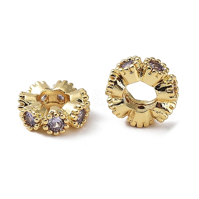 Brass Micro Pave Cubic Zirconia Beads KK-A189-10G-1