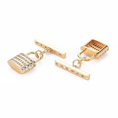 Brass Micro Pave Clear Cubic Zirconia Toggle Clasps KK-S356-724-1