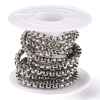 3.28 Feet Eco-friendly Spray Painted Handmade Brass Box Chains X-KK-J276-17-P22-1