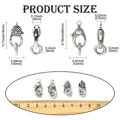4Pcs 2 Styles Brass Lobster Claw Clasps KK-CJ0004-46-1