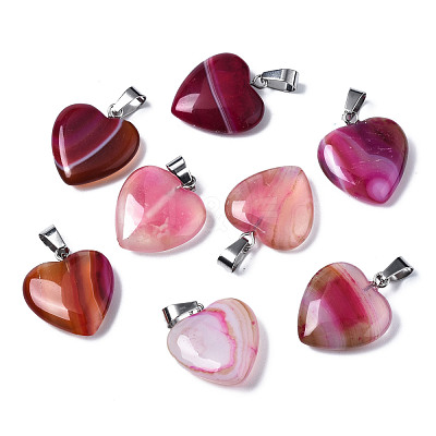 Natural Banded Agate/Striped Agate Pendants G-T122-24A-1
