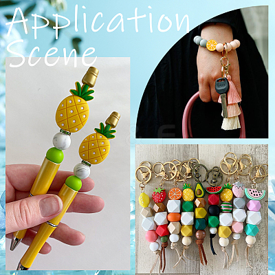 12pcs 6 style Fruit Theme Silicone Beads SIL-SC0001-43-1