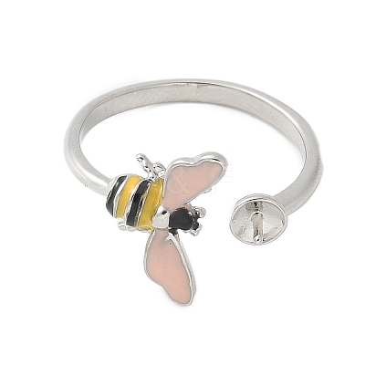 Bees Brass Enamel Cuff Ring Settings KK-K297-04P-1
