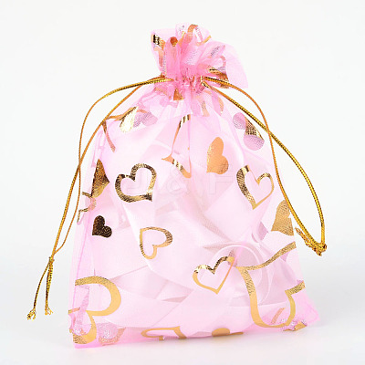 Heart Printed Organza Bags OP-R022-10x15-02-1