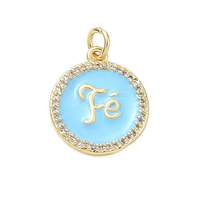 Brass Micro Pave Clear Cubic Zirconia Pendants CU-CBADD0C-06G-1