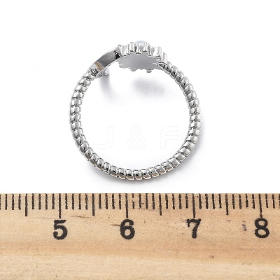 Brass Micro Pave Clear Cubic Zirconia Open Cuff Rings for Women LS-RJEW-S402-03P-1