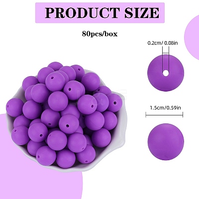 80Pcs Round Silicone Focal Beads SIL-SZ0001-24-04-1
